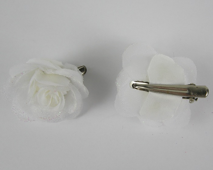 (image for) 2 duckklemmen met roos wit. - Klik op afbeelding om te sluiten