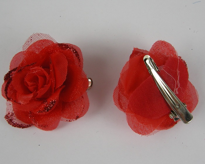 (image for) 2 duckklemmen met roos rood.