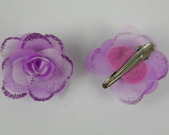 (image for) 2 duckklemmen met roos paars.