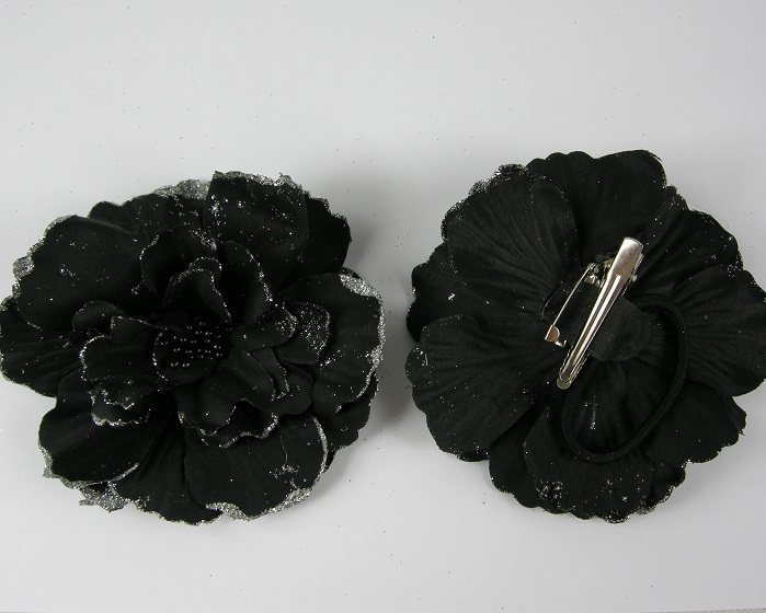(image for) Roos met glitters 11 cm zwart.