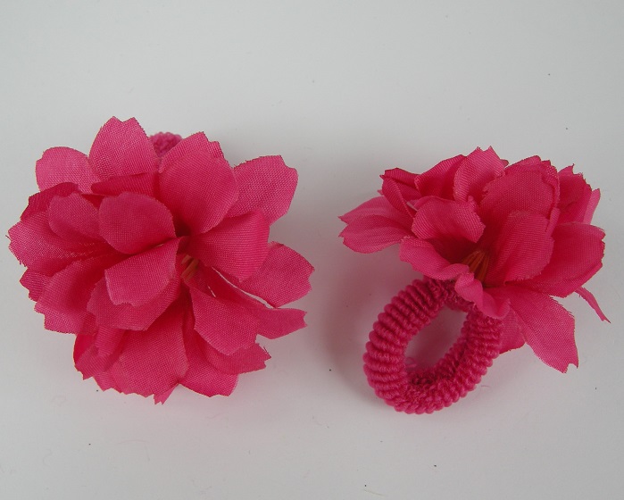 (image for) 2 haarelastieken roze met roos.