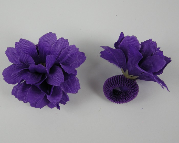 (image for) 2 haarelastieken paars met roos. - Klik op afbeelding om te sluiten