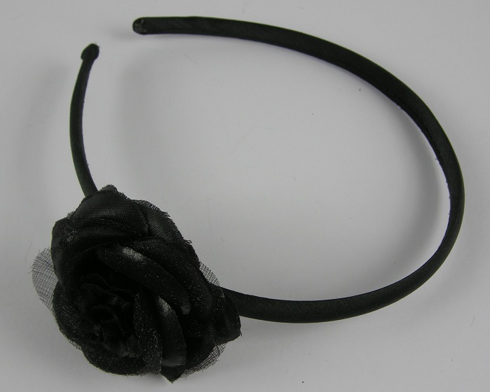 (image for) Diadeem met bloem zwart.