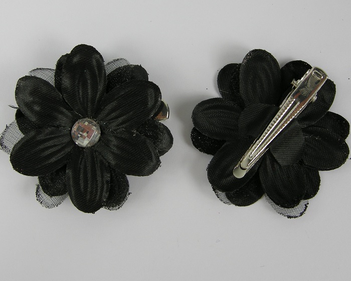 (image for) 2 duckklemmen met roos zwart - Klik op afbeelding om te sluiten