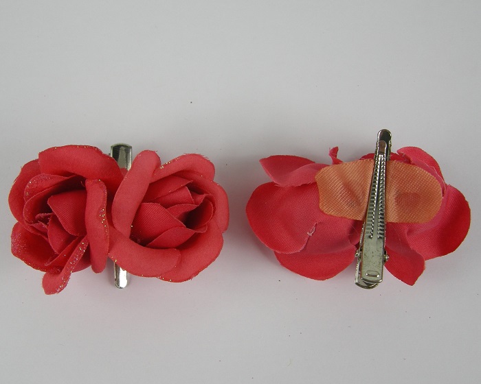 (image for) 2 duckklemmen met roos rood. - Klik op afbeelding om te sluiten
