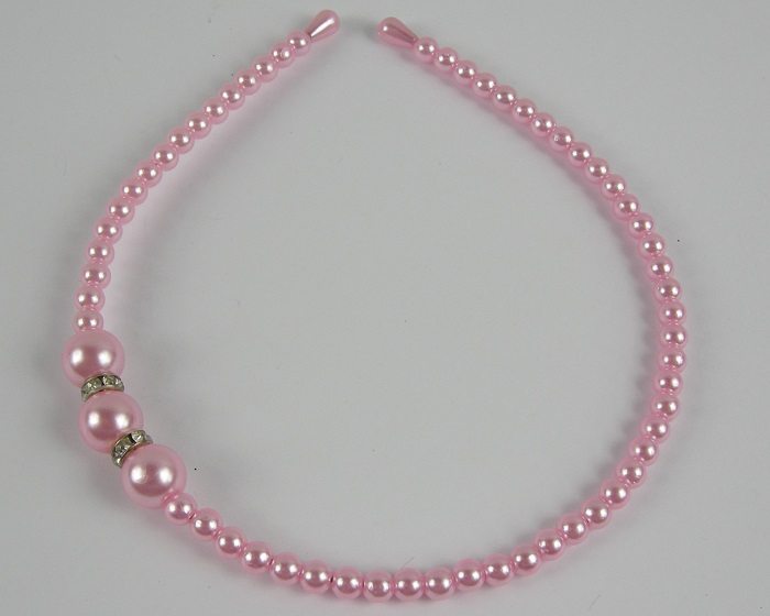 (image for) Diadeem met "parels" roze. - Klik op afbeelding om te sluiten