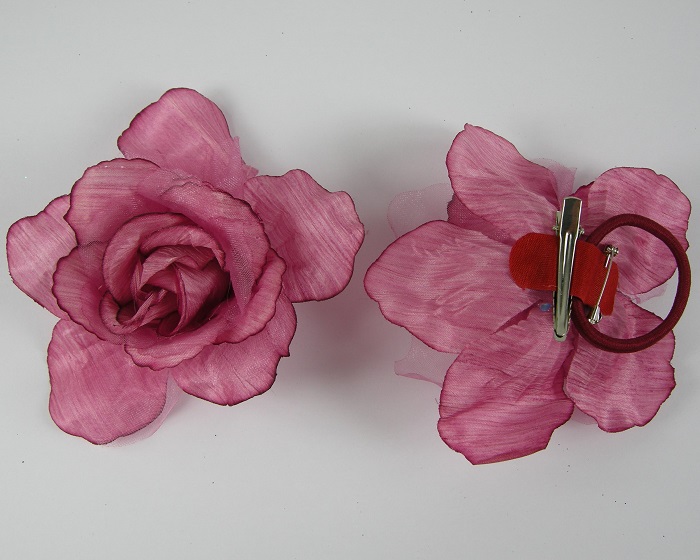 (image for) Roos met voile 11 cm donker roze. - Klik op afbeelding om te sluiten