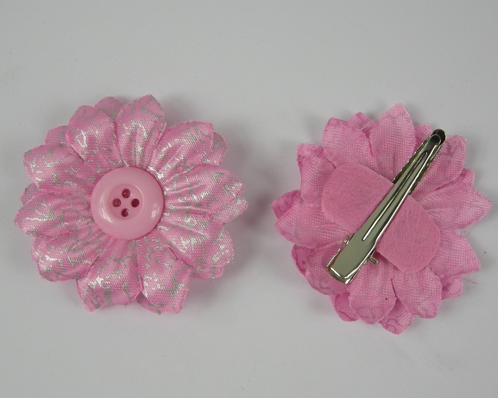 (image for) 2 duckklemmen met bloem roze. - Klik op afbeelding om te sluiten