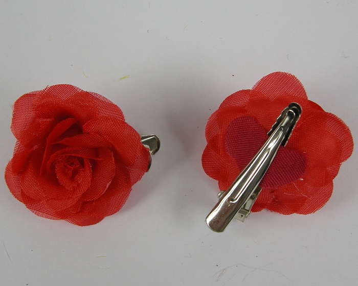 (image for) 2 duckklemmen met roos rood.
