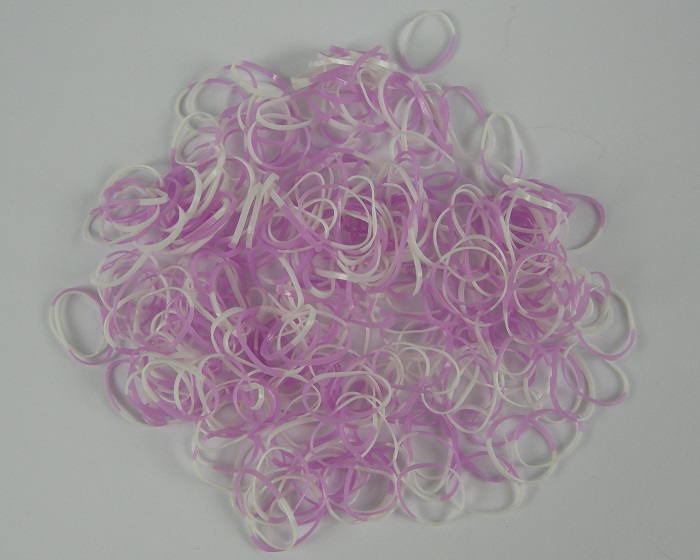 (image for) 250 haarelastieken wit en lila. - Klik op afbeelding om te sluiten
