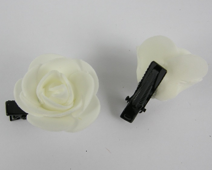 (image for) 2 duckklemmen met roos wit - Klik op afbeelding om te sluiten