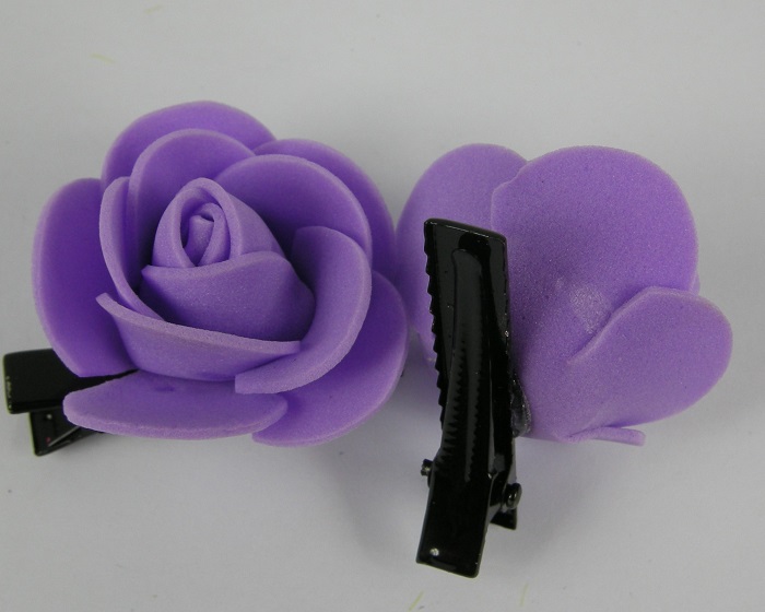 (image for) 2 duckklemmen met roos paars - Klik op afbeelding om te sluiten