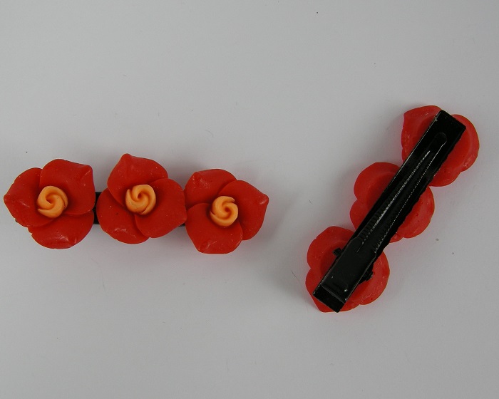 (image for) Duckklem met 3 rozen rood. - Klik op afbeelding om te sluiten