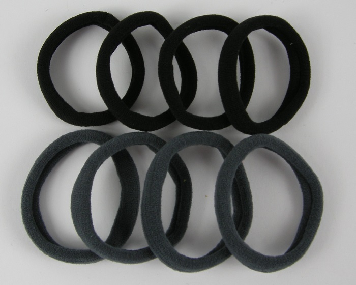 (image for) 8 badstof elastieken zwart /grijs. - Klik op afbeelding om te sluiten