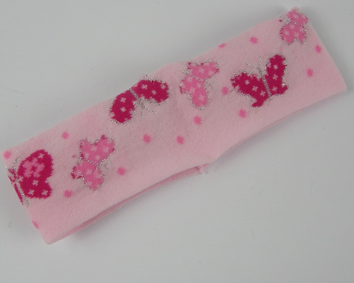 (image for) Haarband met vlinder licht roze. - Klik op afbeelding om te sluiten