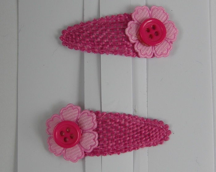 (image for) 2 klikklaks roze met knoop. - Klik op afbeelding om te sluiten