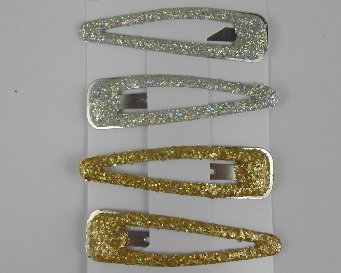 (image for) 4 klikklaks met glitters zilver/goud.