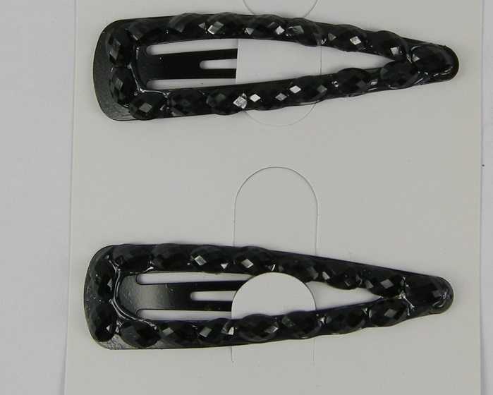 (image for) 2 klikklaks met strassteen zwart. - Klik op afbeelding om te sluiten
