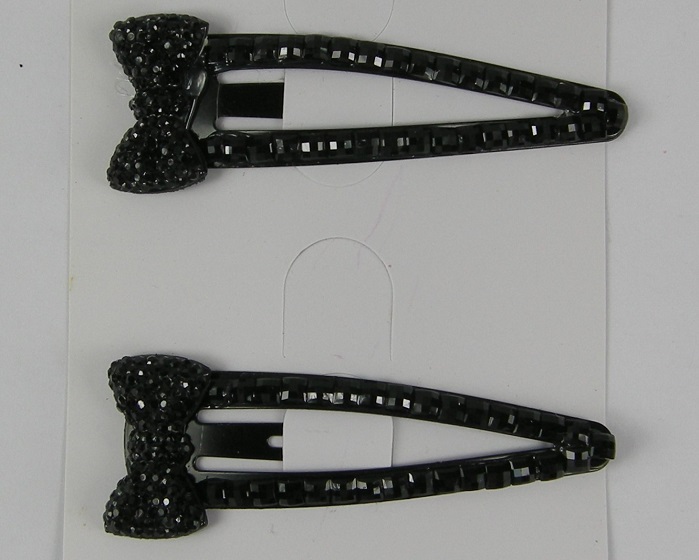 (image for) 2 klikklaks met strassteen zwart.