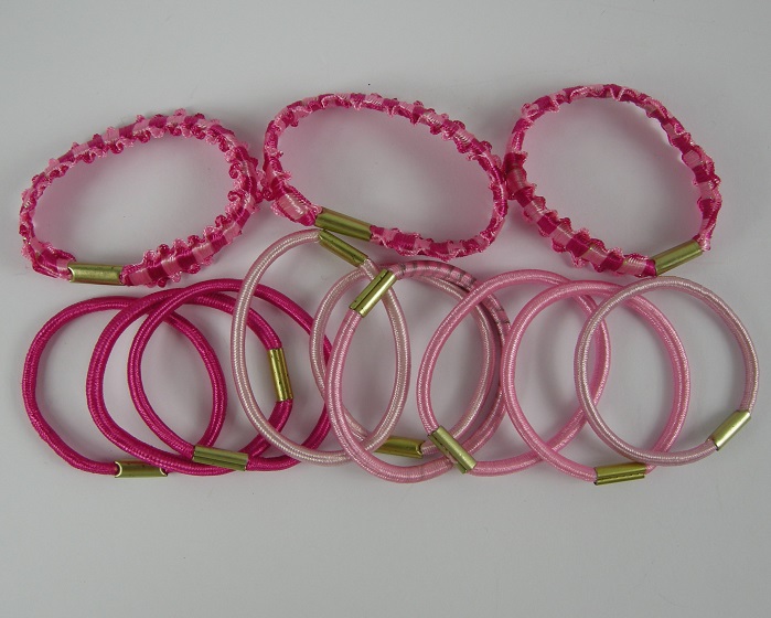 (image for) 12 haarelastieken roze met glans.
