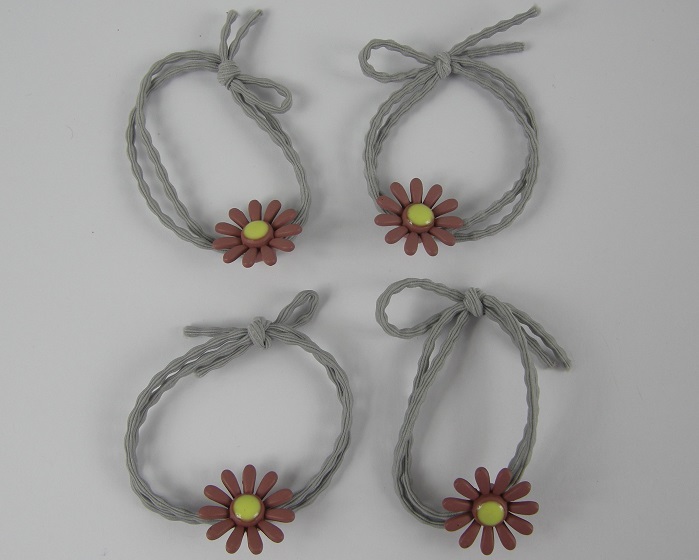 (image for) 4 haarelastieken geknoopt bloem.
