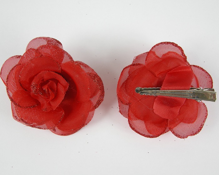 (image for) 2 duckklemmen met roos rood - Klik op afbeelding om te sluiten