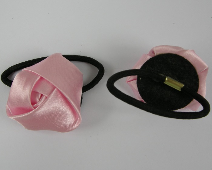 (image for) Haarelastiek met zijden roos roze