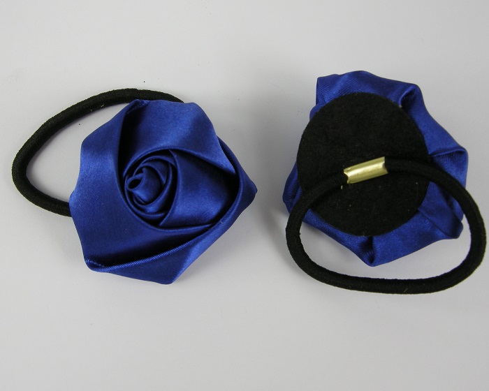 (image for) Haarelastiek met roos blauw - Klik op afbeelding om te sluiten