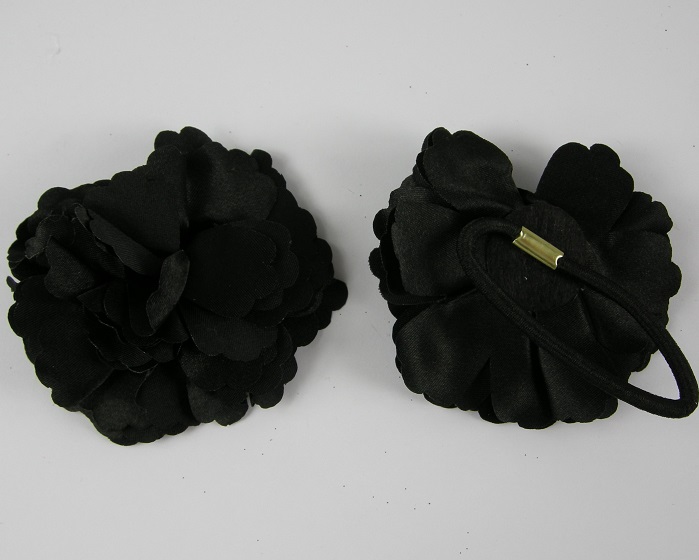 (image for) Haarelastiek met zijden roos zwart