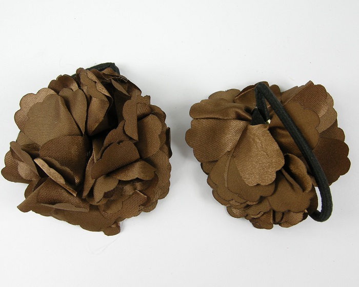 (image for) Haarelastiek met zijden roos bruin