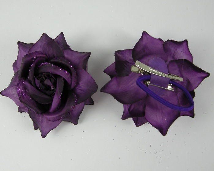 (image for) Roos met glitters paars 10 cm.